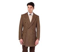 Xposed KEPLER - Brown Double Breasted Wool Rich Herringbone Coat [COAT-KEPLER-BROWN-40]
