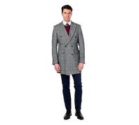 Xposed Kepler - Grey Double Breasted Wool Rich Herringbone Coat [COAT-KEPLER-GREY-38]