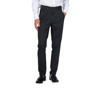 Xposed Lloyd - Black Pinstripe Linen Trousers Tapered Fit [TRS-LLYOD-BLACK-34 UK]