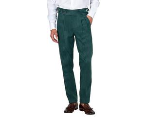 Xposed Lloyd - Green Pinstripe Linen Trousers Tapered Fit [TRS-LLYOD-GREEN-40 UK]