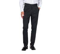Xposed Lloyd Men's Pinstripe Linen Trousers - Tapered Fit, Pure Linen, Double Pleated Summer Suit Trousers Retro Waist Buckle