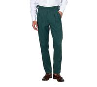 Xposed Lloyd Men's Pinstripe Linen Trousers - Tapered Fit, Pure Linen, Double Pleated Summer Suit Trousers Retro Waist Buckle