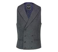 Xposed MAX Mens Black Grey Double Breasted Waistcoat Peak Lapels Smart Tailored Fit Wedding Party Vest [WPC-MAX-CHARCOAL-54]