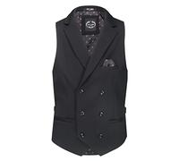 Xposed MAX Mens Classic Double Breasted Collar Waistcoat Black Charcoal Grey Retro Smart Tailored Fit Vest [CWDB-MAX-BLACK-38]