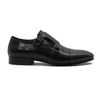 Xposed Men Polished Genuine Leather Double Buckle Monk Strap Shoes Smart Formal Slip on [920-1-BLACK, 9UK]