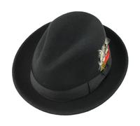 Xposed Men’s 100% Pure Wool Felt C Crown Trilby Hat with Feather Crushable Packable Curved Wide Brim Size L Black