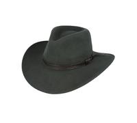 Xposed Men’s 100% Pure Wool Felt Crushable Cowboy Outback Hat Curved Wide Brim Fedora [Green S]