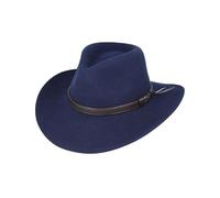 Xposed Men’s 100% Pure Wool Felt Crushable Cowboy Outback Hat Curved Wide Brim Fedora [Navy M]