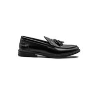 Xposed Men’s Black Faux Leather Tassel Loafers with Leather Lining & Cleated Sole | Smart Formal Slip-On Shoes