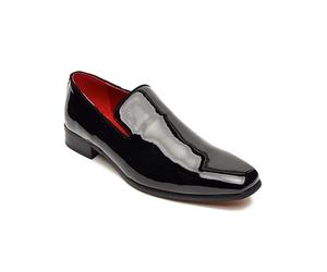 Xposed Men’s Black Shiny Wedding Shoes Loafers Classic Dress Slipper [JUSTIN-BLACK-SHINY-44]