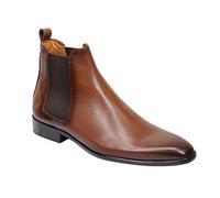 Xposed Men’s Chelsea Boots Genuine Polished Calf Leather Formal Shoes with Leather Sole [PLS-802-VEAU-TABAC-43]
