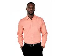 Xposed Men’s Classic Collar French Double Cuff Peach Shirt Tailored Fit [SL-1045-PEACH-3XL]