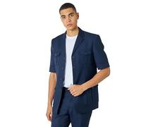 Xposed Men’s Classic Navy Blue Safari Suit Jacket Short Sleeve [BLZ-8220S-2-NURU-NAVY, US/US 48 EU 58]