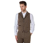 Xposed Men’s Classic Tweed Collar Waistcoats Vintage 1920s Retro Styled Smart Tailored Fit Vests [AMZCH-CWC-DANE-D4-BROWN-46]