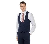 Xposed Men’s Double Breasted Suit Waistcoat Navy Blue Honeycomb Weave [WC-ZAK-NAVY-44UK/54EU]
