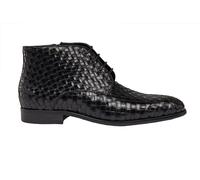 Xposed Men’s Hand Woven Calf Leather Chukka Boots Classic Basket Weave Lace up Side Zip Shoes