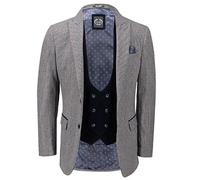 Xposed Men’s Houndstooth Blazer Wool Blend Brown Grey Puppytooth Retro Tailored Fit Suit Jacket [BLZ-HERVE-BLUE-50]