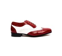 Xposed Men’s Red & White Patent Wingtip Oxford Dress Shoes - Faux Leather Lace-Up with Leather Lining