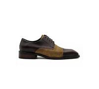 Xposed Men’s Retro Brown Leather & Suede Lace Up Derby Shoes - Vintage Two-Tone Formal Smart Footwear[OU428-N102-BROWN-43]