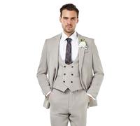 Xposed Men’s Taupe Double Breasted Suit Waistcoat Ivory Honeycomb Weave [WC-ZAK-TAUPE-50UK/60EU]