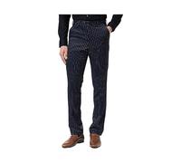 Xposed Men’s White Pinstripe on Navy Suit Trousers Tailored Fit Flat Front Dress Pants [TRS-ALFRED-NAVY-32]