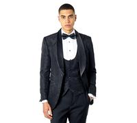 Xposed Men’s White Tuxedo Suit Jacket Damask Flocked Jacquard Print Blazer