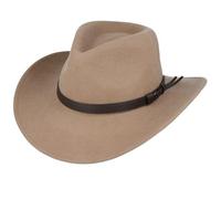 Xposed Menâ€™s 100% Pure Wool Felt Crushable Cowboy Outback Hat Curved Wide Brim Fedora [CY312-CAMEL-XL]