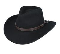 Xposed Menâ€™s 100% Pure Wool Felt Crushable Cowboy Outback Hat Curved Wide Brim Fedora [CY312BLK-BLACK-L]