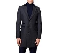 Xposed Menâ€™s Herringbone Long Overcoat Classic Wool Blend Tailored Fit 3/4 Mid Length Coat Jacket [COAT-COSMO-DARK-GREY-52UK]