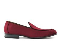 Xposed Menâ€™s Velvet Dress Slippers Quilted Insole Leather Tuxedo Wedding Loafers Shoes [ R885-BURGUNDY-8UK]