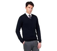 Xposed Mens 100% Cotton Black V Neck Jumper Regular Fit Classic Lightweight Knit Pullover Sweater [JUMPER-V-NECK-541-BLACK-L]