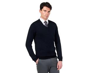 Xposed Mens 100% Cotton Black V Neck Jumper Regular Fit Classic Lightweight Knit Pullover Sweater [JUMPER-V-NECK-541-BLACK-2XL]