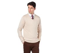 Xposed Mens 100% Cotton Cream V Neck Jumper Regular Fit Classic Lightweight Knit Pullover Sweater [JUMPER-V-NECK-541-CREAM-L]