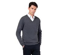 Xposed Mens 100% Cotton Dark-Grey V Neck Jumper Regular Fit Classic Lightweight Knit Pullover Sweater [JUMPER-V-NECK-541-DARK-GREY-S]