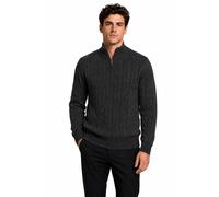 XPOSED Men's 100% Cotton Fine Cable Knit Quarter Zip Neck Jumper in Dark Grey | Size: Small XPOSED Dark Grey S