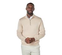 XPOSED Men's 100% Cotton Knit Zip Neck Jumper in Beige | Size: XL XPOSED Beige XL