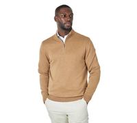 XPOSED Men's 100% Cotton Knit Zip Neck Jumper in Tan | Size: 2XL XPOSED Tan 2XL