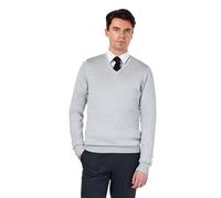 Xposed Mens 100% Cotton Light-Grey V Neck Jumper Regular Fit Classic Lightweight Knit Pullover Sweater [JUMPER-V-NECK-541-LIGHT-GREY-L]