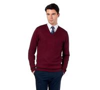 Xposed Mens 100% Cotton Maroon V Neck Jumper Regular Fit Classic Lightweight Knit Pullover Sweater [JUMPER-V-NECK-541-MAROON-S]