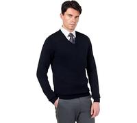 Xposed Mens 100% Cotton Navy V Neck Jumper Regular Fit Classic Lightweight Knit Pullover Sweater [JUMPER-V-NECK-541-NAVY-S]