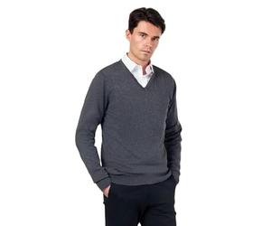 Xposed Mens 100% Cotton V Neck Jumper Regular Fit Classic Lightweight Knit Pullover Sweater
