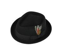 Xposed Mens 100% Wool Felt Pork Pie Hat Diamond Shape Crown Retro 1920s Crushable Trilby Black M