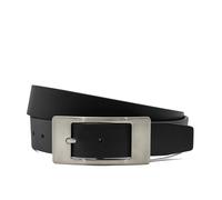 Xposed Mens Black 100% Genuine Leather Belt Rectangular Silver Buckle Trouser Jeans [BLT-PIN-N8-125cm]