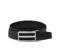 Xposed Mens Black Textured Real Leather Belt Rotating Buckle Reversible Trouser Belts [BLT-PIN-N9-120CM]