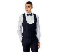 Xposed Mens Black Tuxedo Dinner Suit Waistcoat Scoop Low Cut Tailored Fit Dress Vest