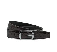 Xposed Mens Brown Crocodile Print Real Leather Belt Silver Buckle Dress Formal Belts [BLT-PIN-N10-105cm]