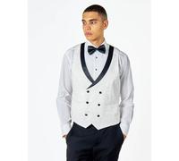 XPOSED Men's Bruce Floral Double Breasted Tuxedo Suit Waistcoat in White | Size: 44R XPOSED White 44R