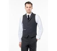 XPOSED Men's BRUCE Herringbone Wool Blend Waistcoat in Charcoal | Size: 42 XPOSED Charcoal 42