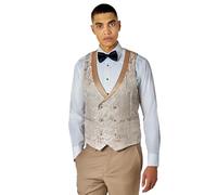 Xposed Mens Champagne Gold Damask Tuxedo Waistcoat Dinner Party Vest [WC-V8231-A10-LOUIS-CREAM, UK/US 42 EU 52]