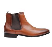 Xposed Mens Chelsea Boots Faux Leather Classic Formal Casual Ankle Dealer in Black Tan [UB8888-2-COGNAC-44]